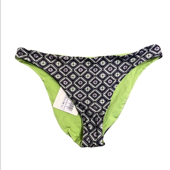 La Perla Bikini Bottom NWT Gray Geo Print Lime Green Size 8 - Picture 1 of 9